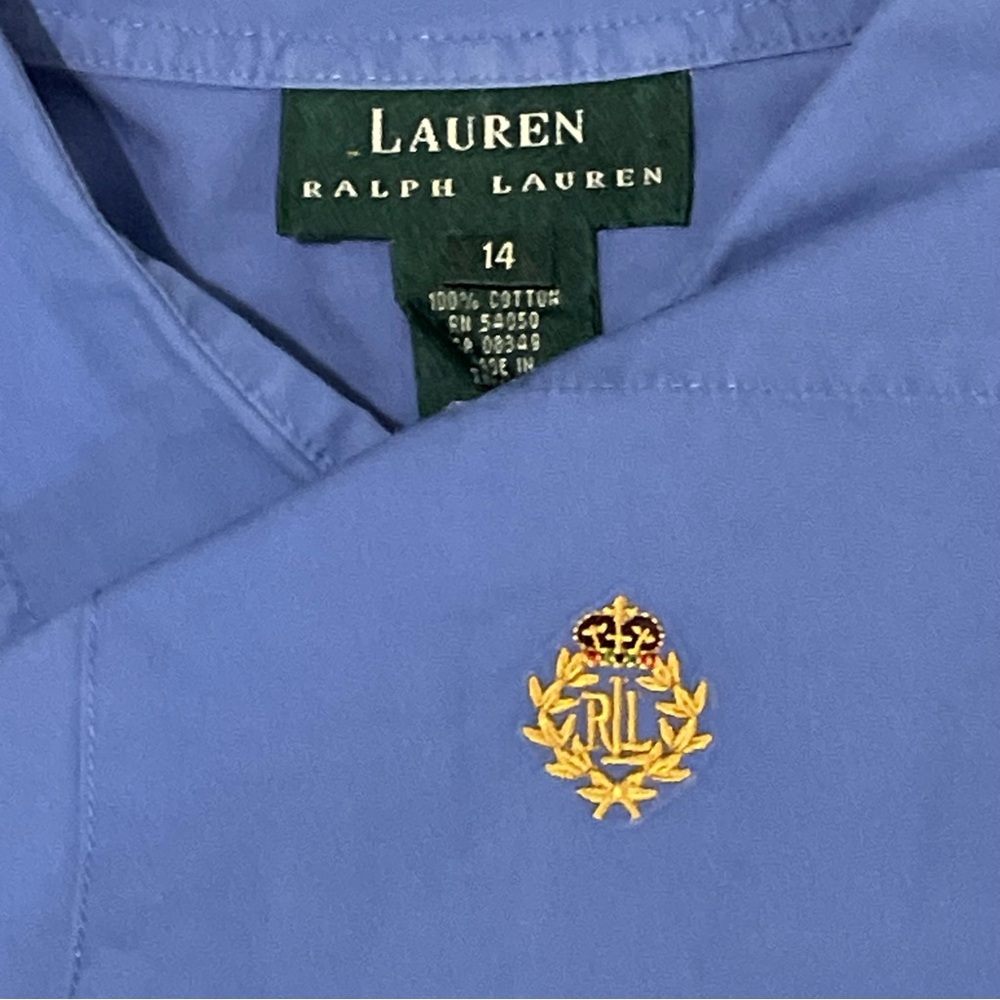 Polo Ralph Lauren Women’s 14 Long Sleeve Button Down Shirt Blue Preppy Office